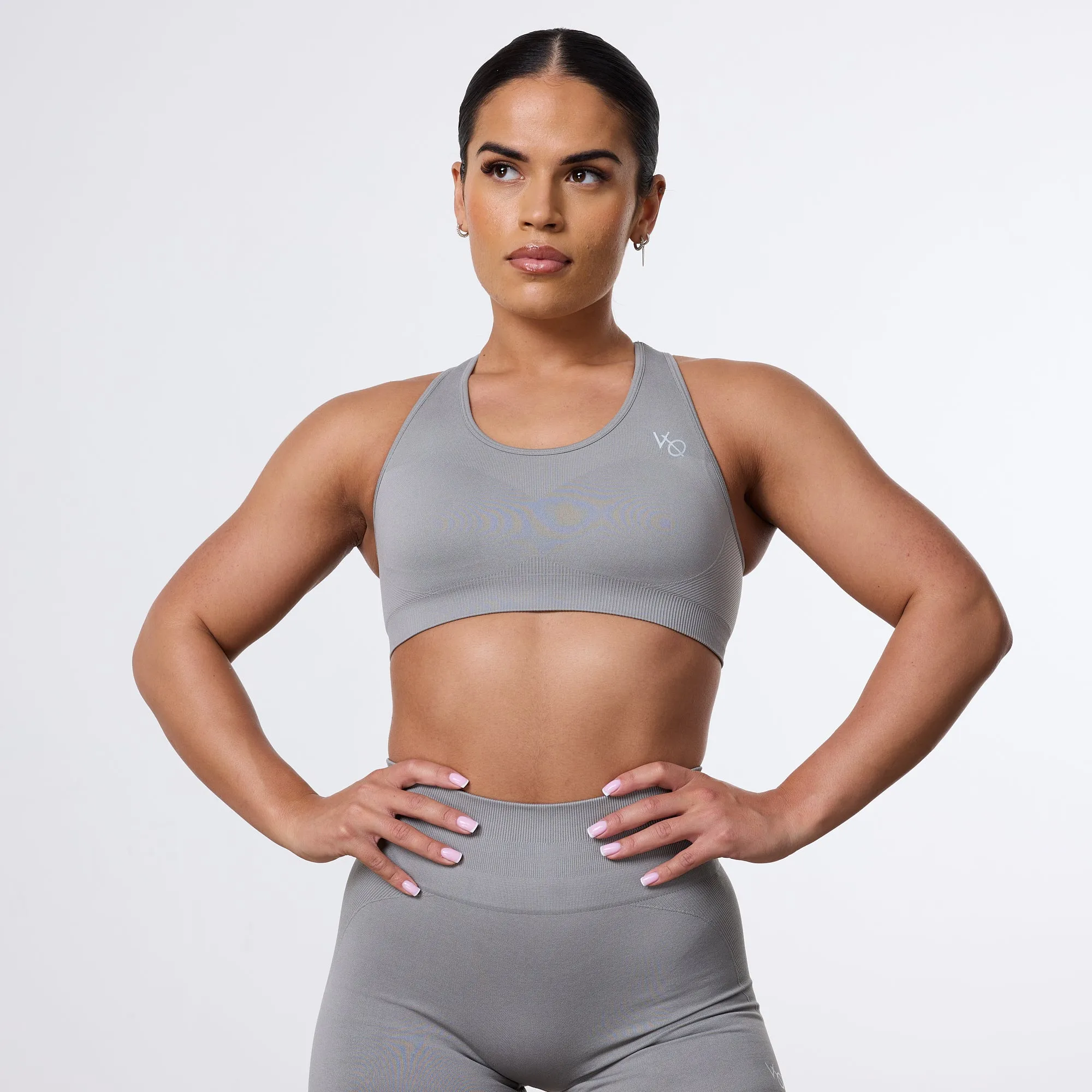 Fitness Apparel Vanquish Elevate Seamless Smoke Grey Support Bra