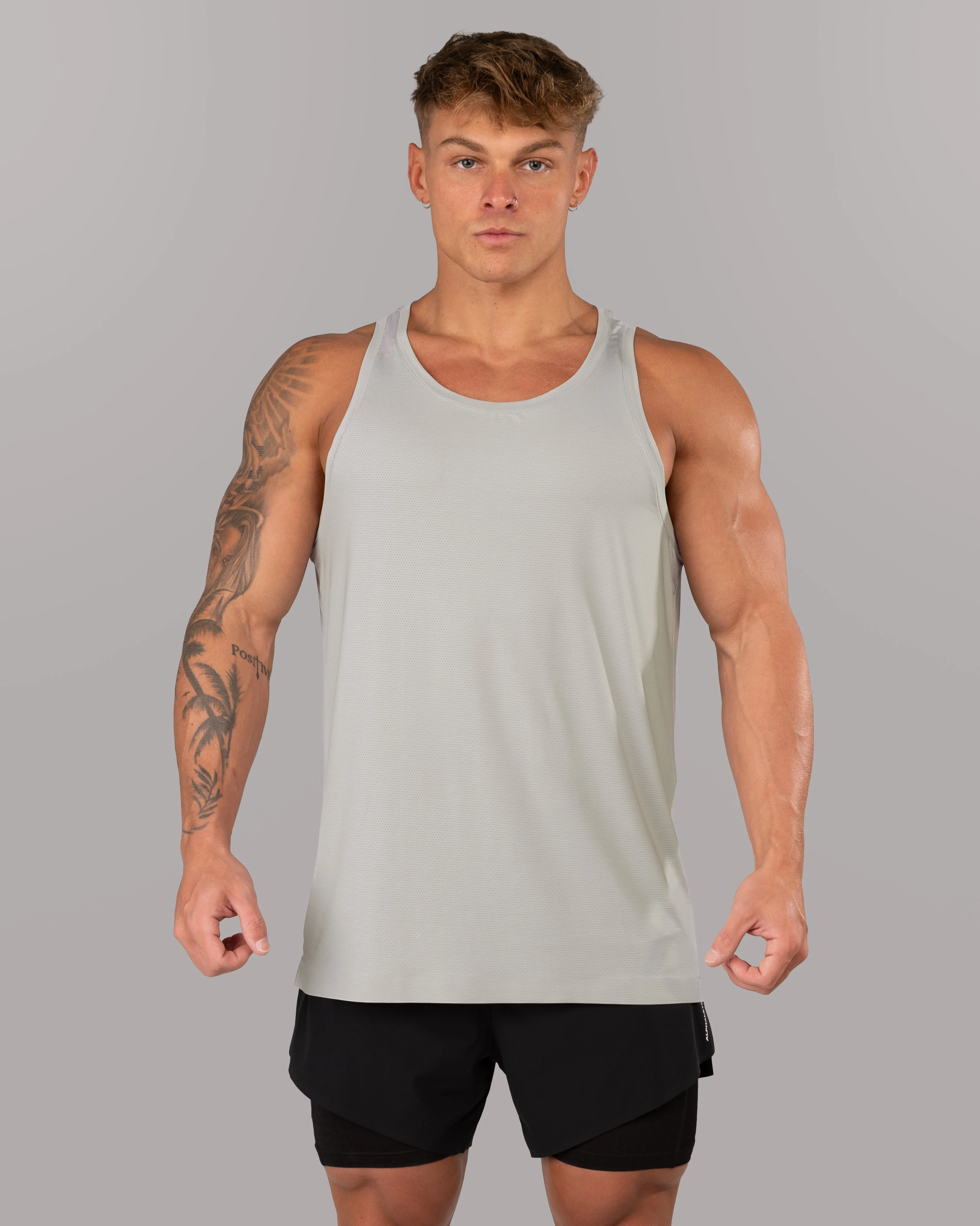 desert Flexible Ribbing Racer Tank - Cloud
