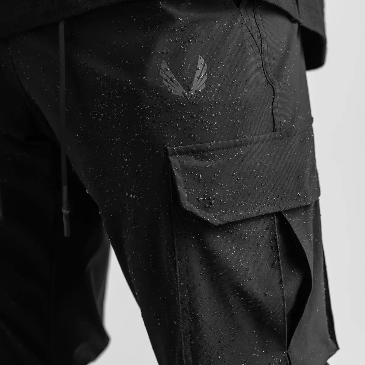 0437. Tetra-Lite? Cargo High Rib Jogger - Black Quick Drying Transitional Style