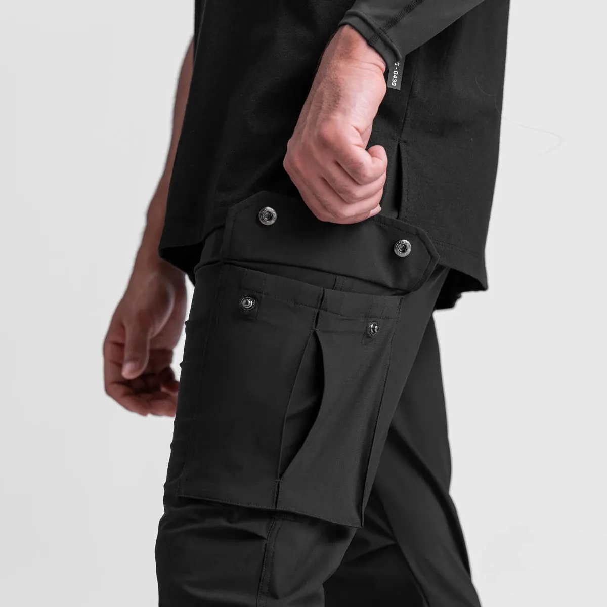DoubleLayeredKnees 0437. Tetra-Lite? Cargo High Rib Jogger - Black