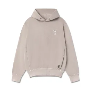 0920. Tech Essential? Distressed Hoodie - Faded Chai Ivy League style presentation outfit