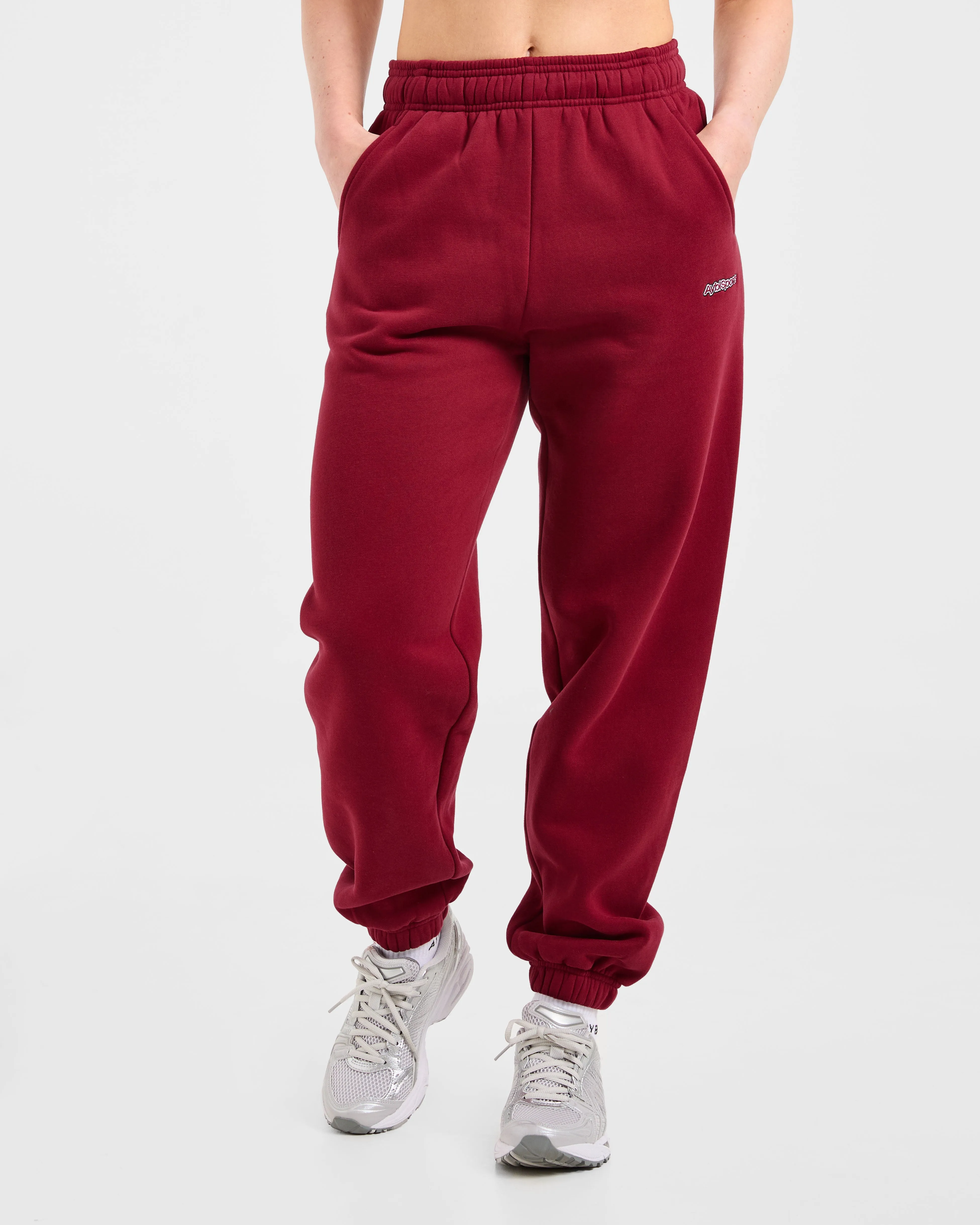 AYBL Sports Outline Oversized Joggers - Burgundy Secure Fit Design Geometric workout gear
