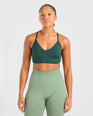 Lycra fabric Relaxed fit seams Essential Crossback Sports Bra - Deep Green