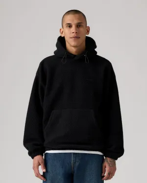 Modern Minimalist Urban Explorer Levi's? Cozy Up Fleece Hoodie - Jet Black