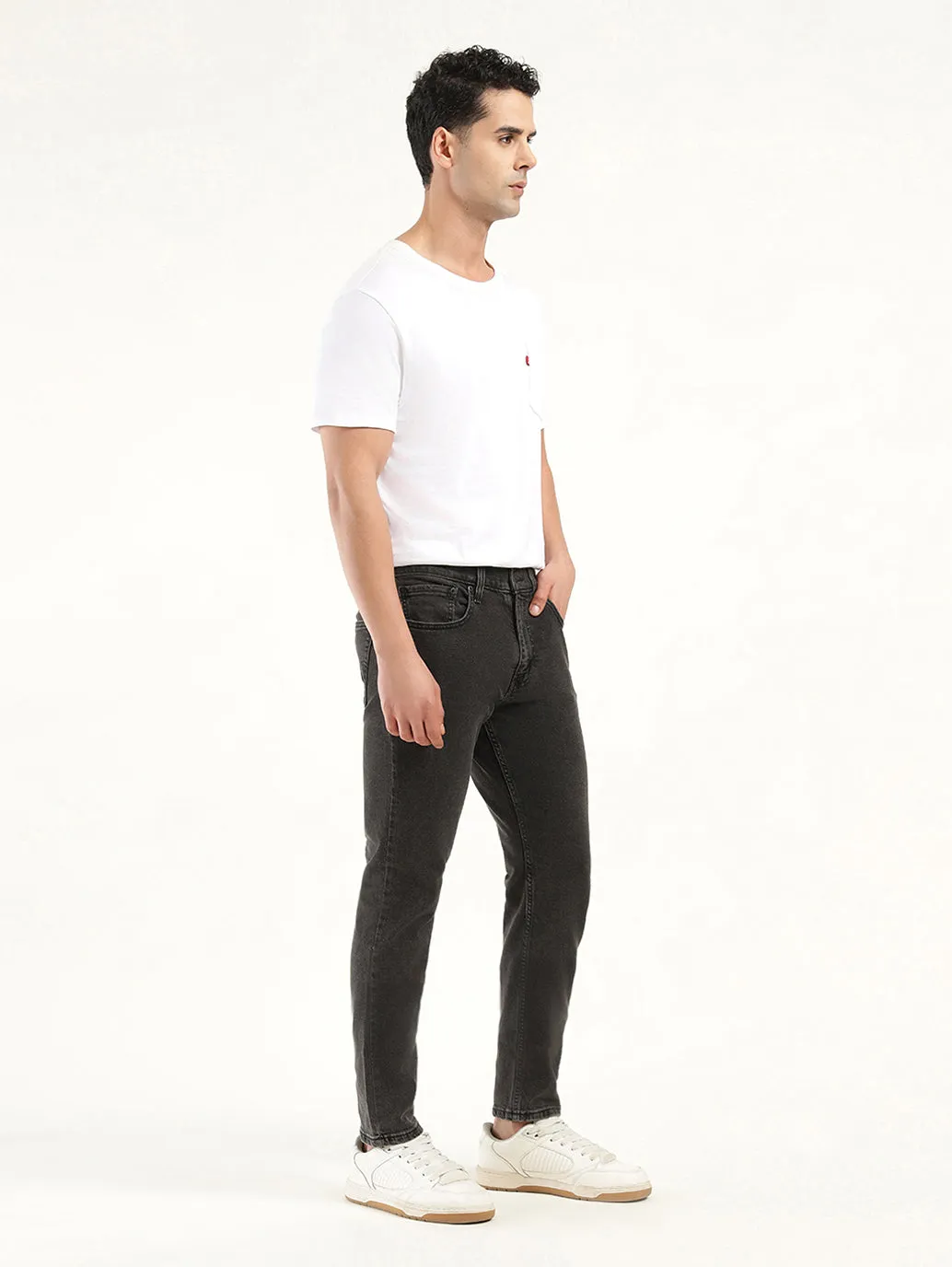 Men's 512 Black Slim Tapered Fit Mid Rise Jeans Textured Versatile Shopping Day