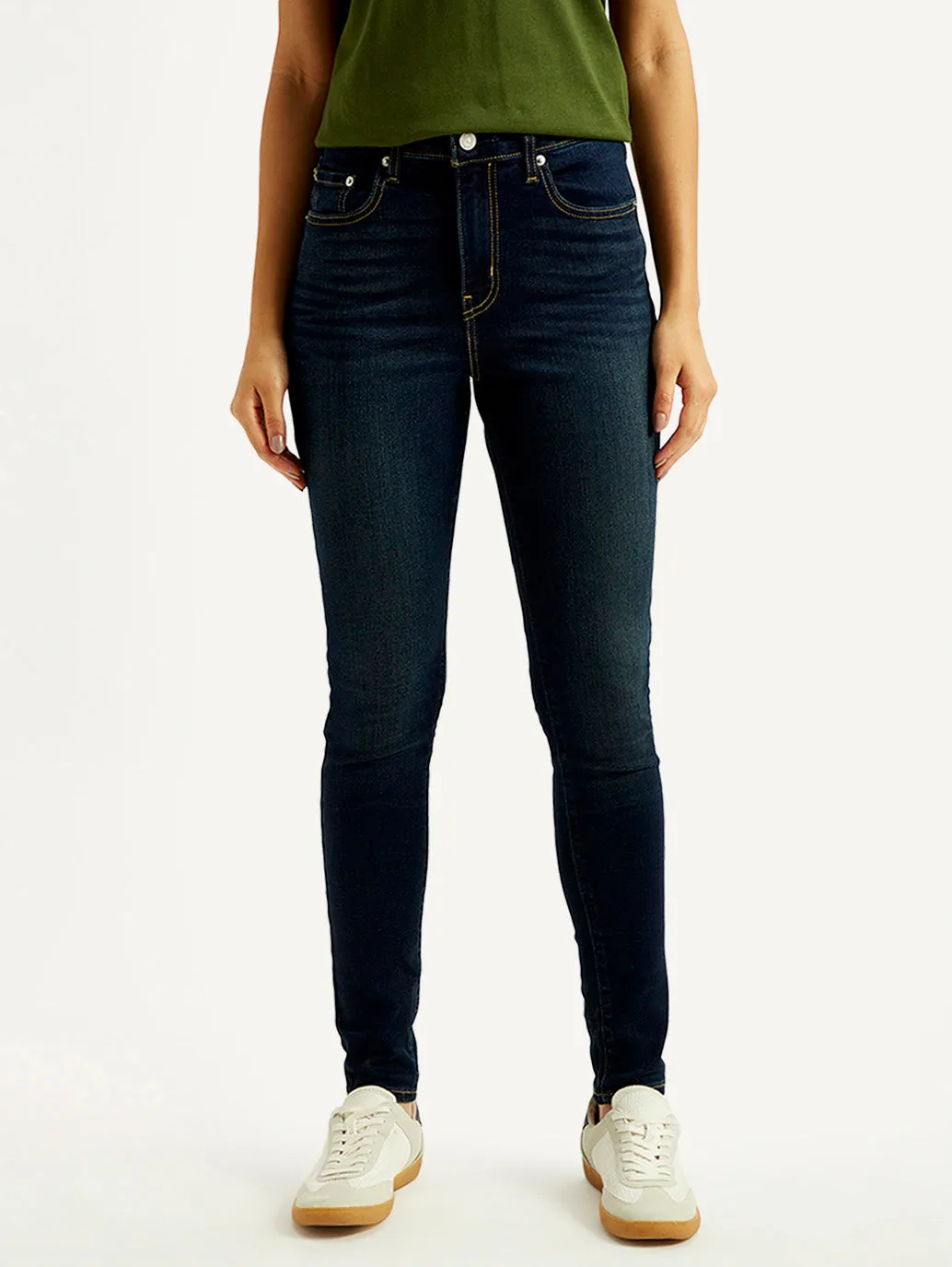 Minimalist Style Family Style Comfy Women's 721 Dark Blue Skinny Fit High Rise Jeans