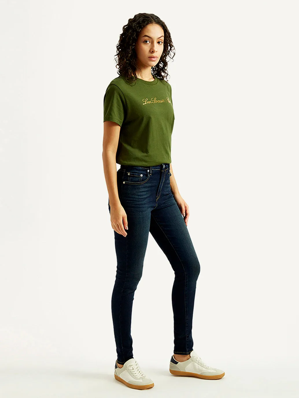 Women's 721 Dark Blue Skinny Fit High Rise Jeans Riveted Stress Points