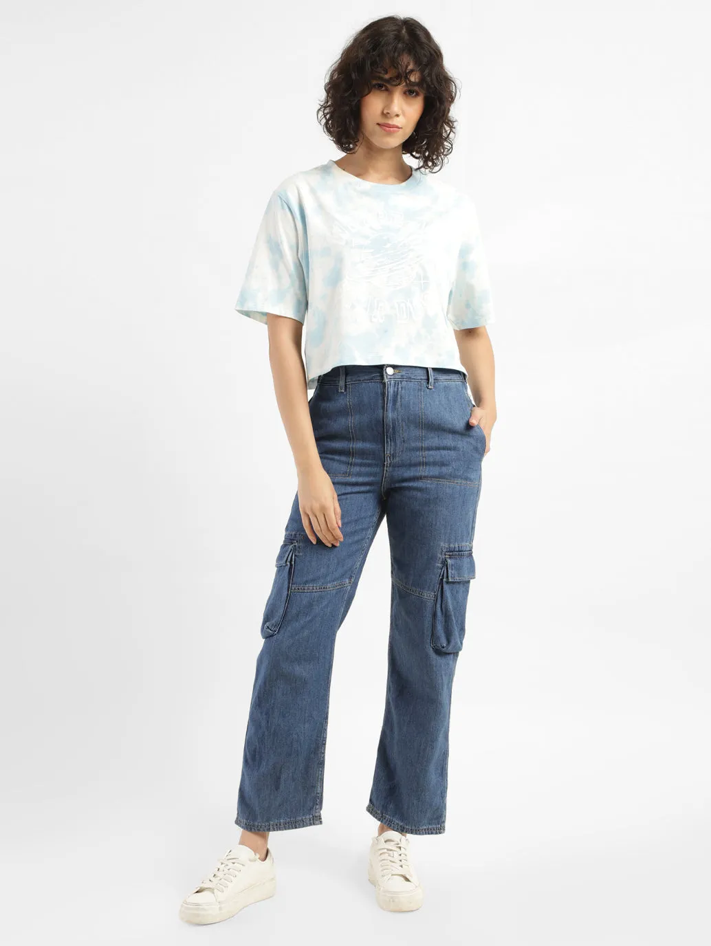 Neutral palette Women's Blue Bootcut Fit High Rise Jeans