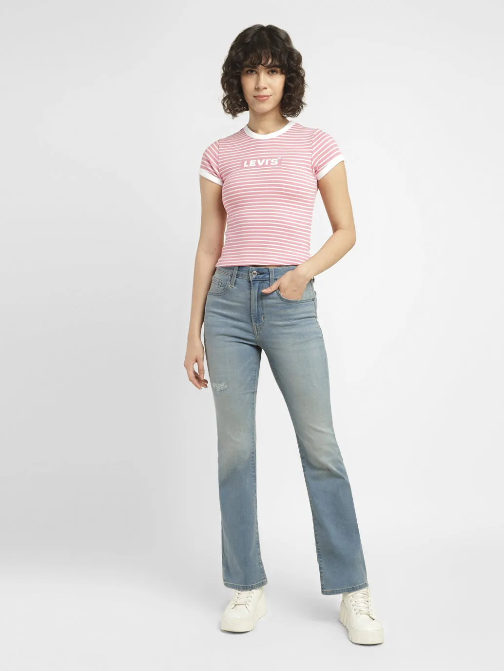 Women's 725 Blue Flared Fit High Rise Jeans Urban Mood