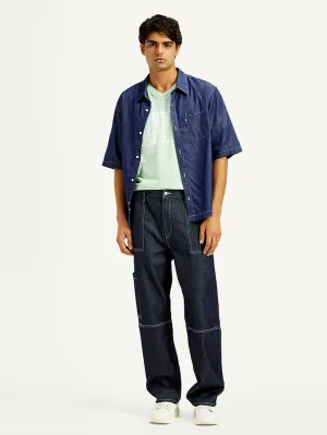 Men's 568 Dark Indigo Loose Fit Mid Rise Jeans Sustainable Manufacturing Durable Minimalist Style Party Look