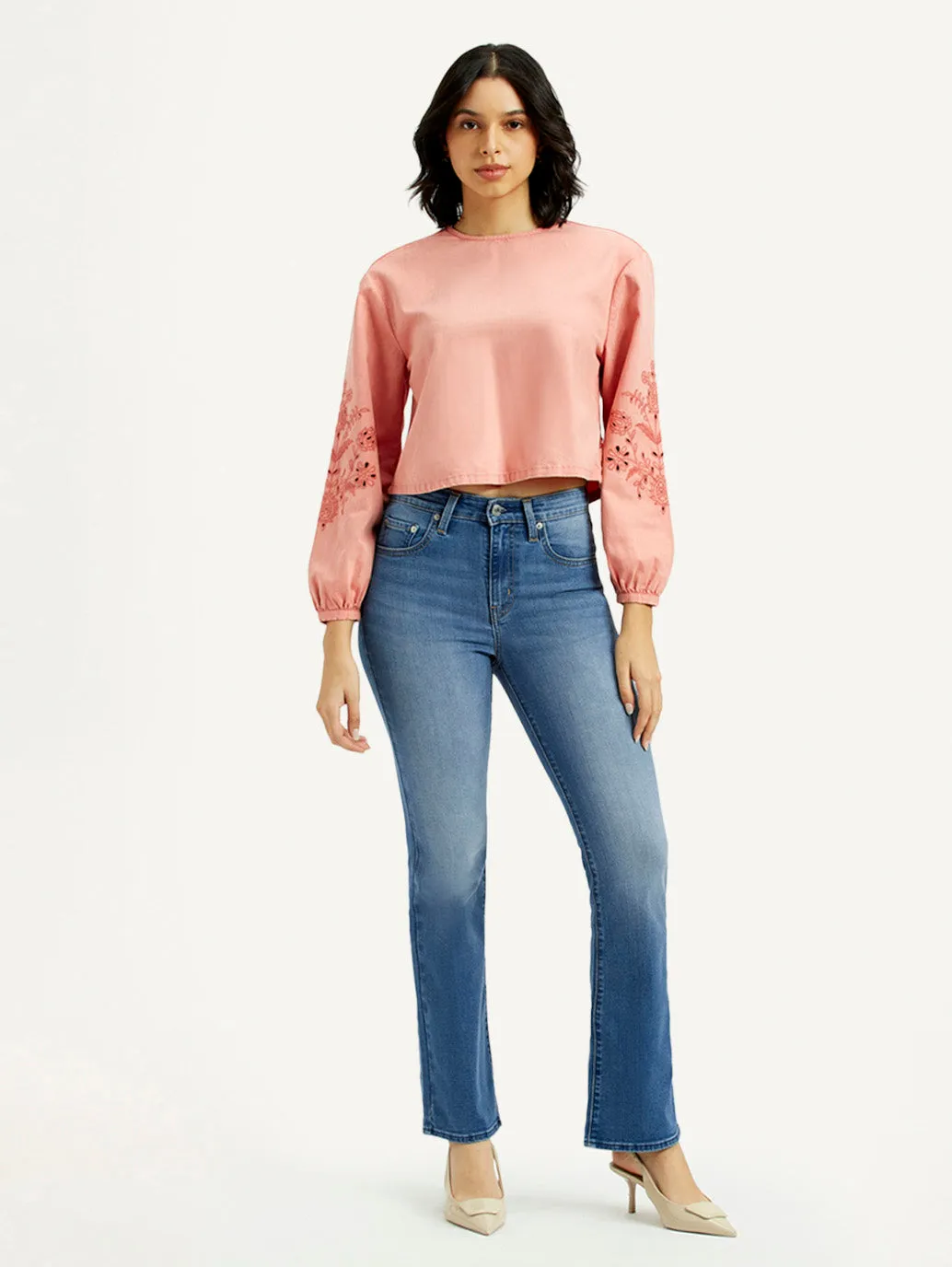 Standard Piece Any Time Wear Women's 725 Med Indigo Flared Fit High Rise Jeans