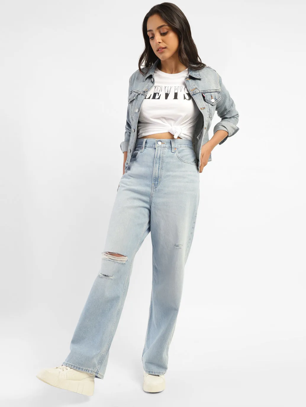 Style Simplicity Women's Blue Loose Fit High Rise Jeans