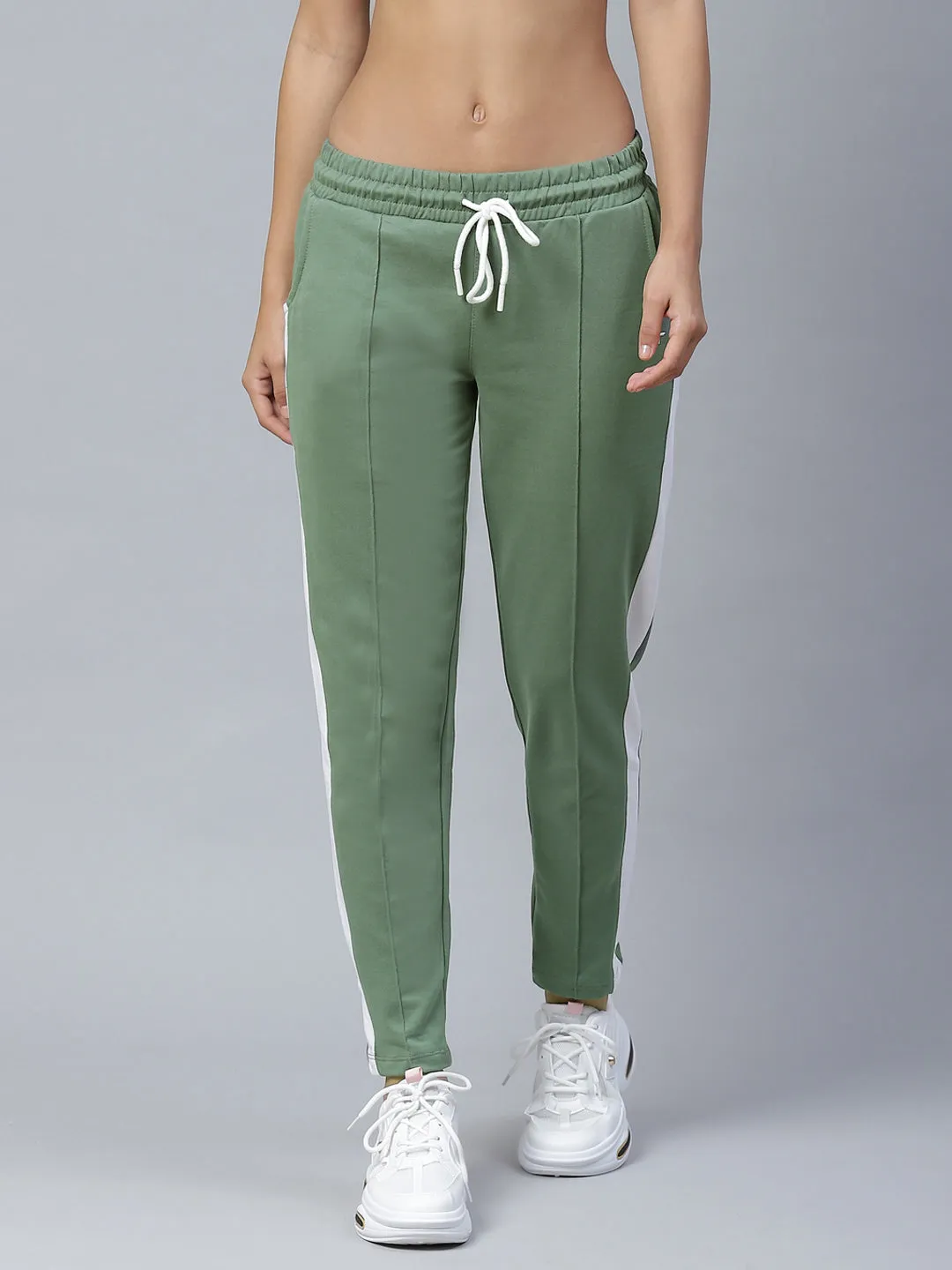 AntiStaticFinish Alcis Women Olive Green Solid Slim Fit Track Pants