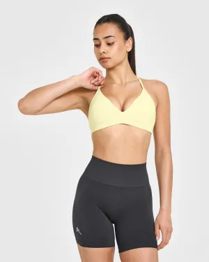 Outlook EasyLift? Ultra Minimal V Neck Bralette | Pastel Yellow Spaghetti straps