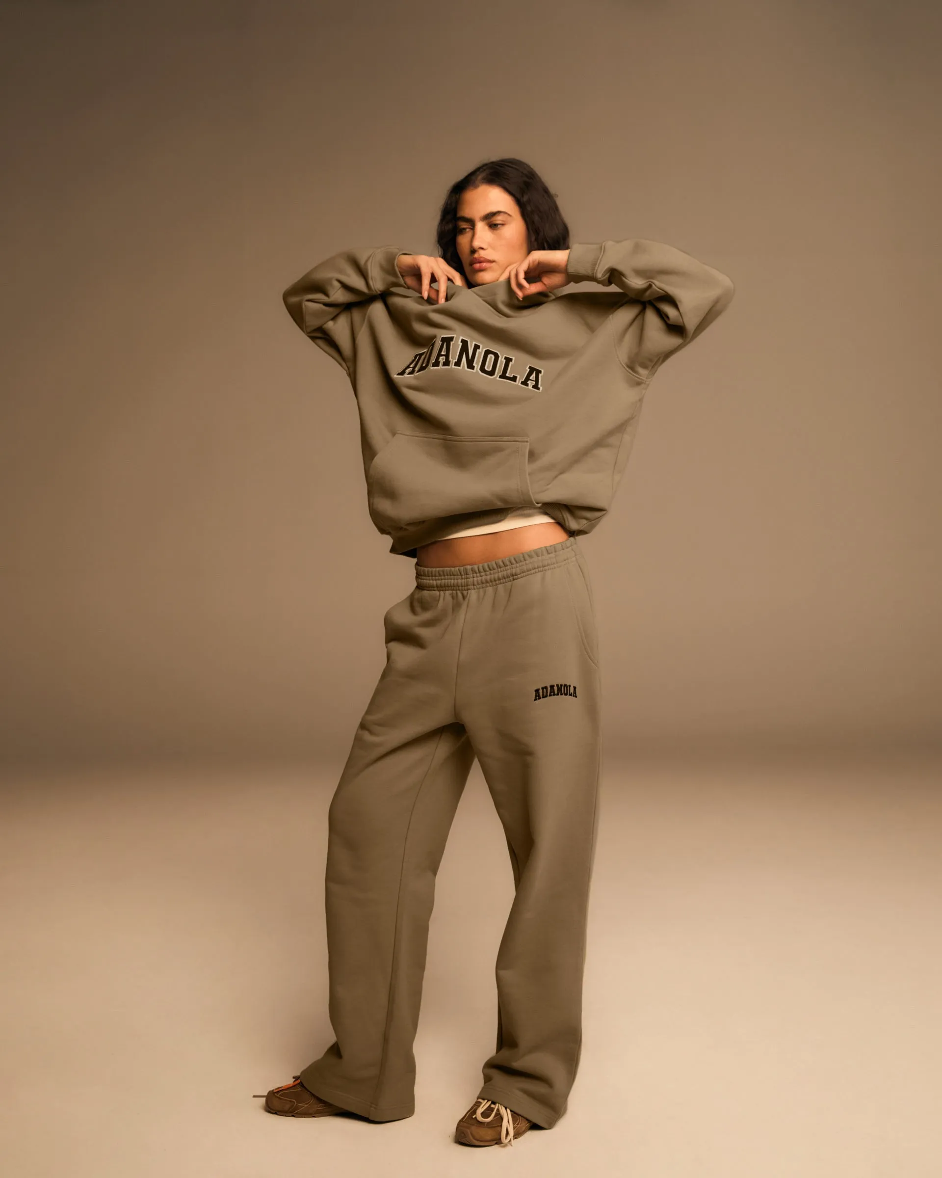 NonChafingLegs Flexible Seam Varsity Straight Leg Sweatpants - Clay Beige