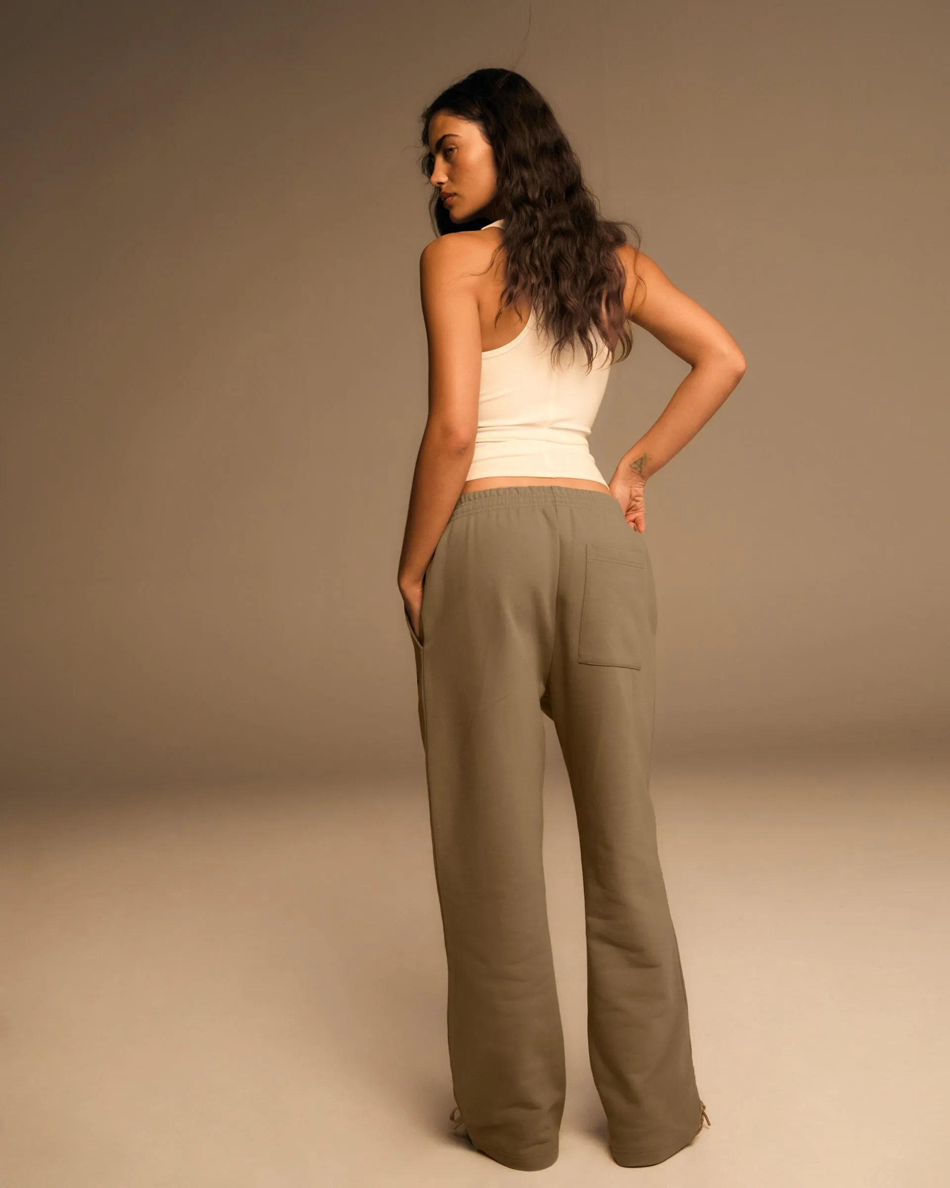DurableReinforcedMaterial Varsity Straight Leg Sweatpants - Clay Beige