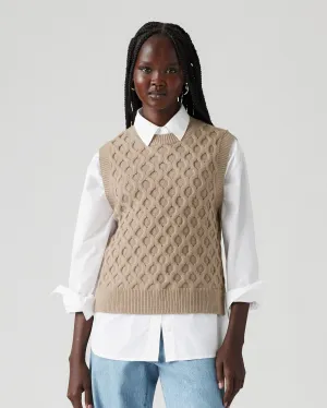 Soft Finish Levi's? Womens Bluebell Cable Sweater Vest - Mid Oatmeal Heather