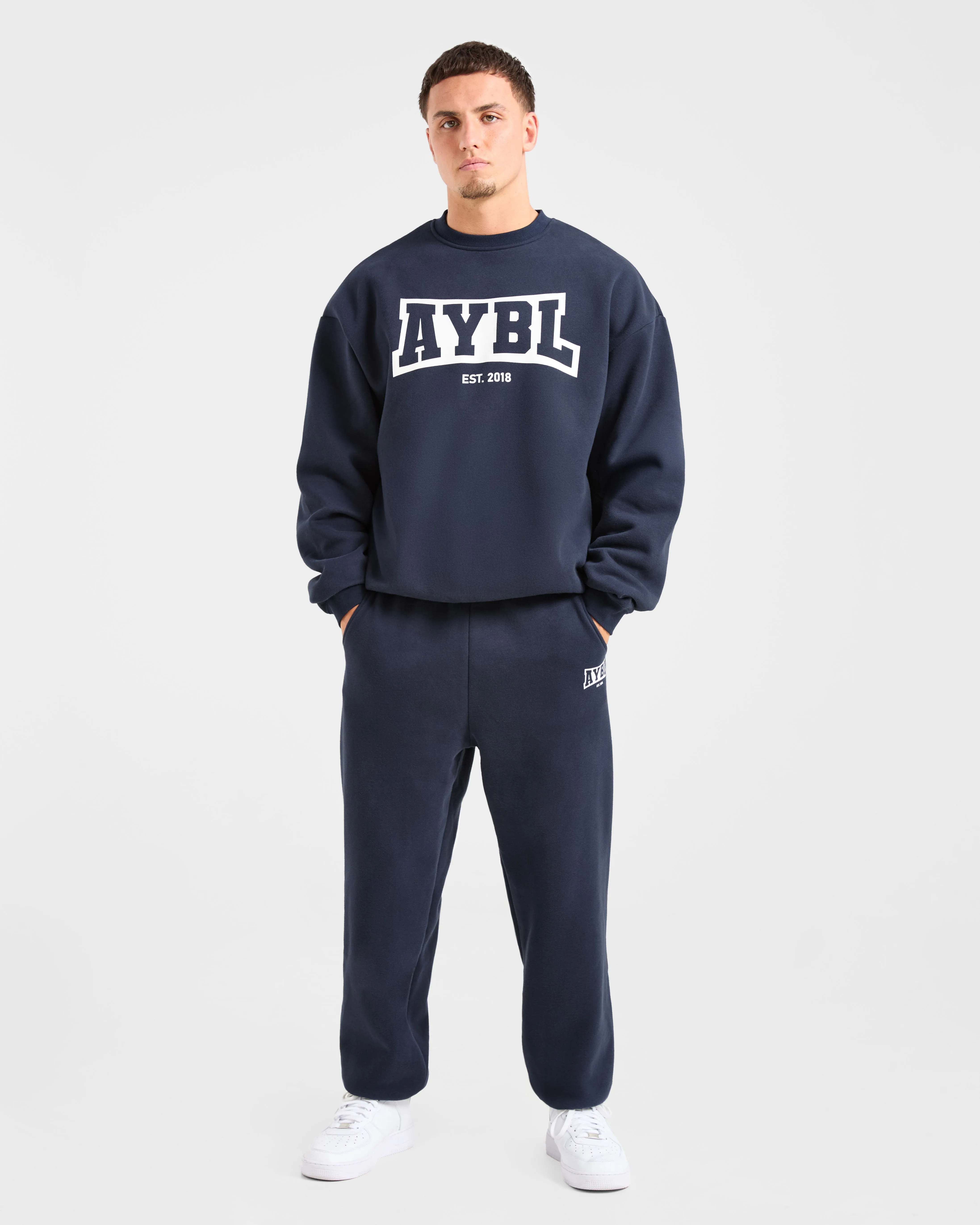Academy Oversized Sweater - Navy Relaxed Outfit