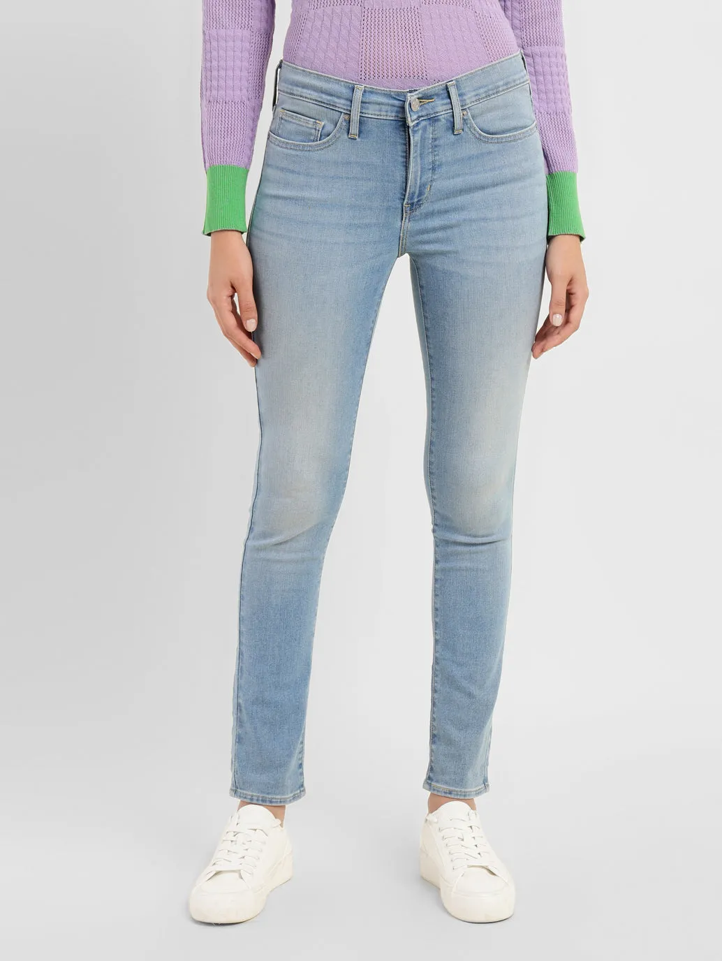 Women's 311 Blue Skinny Fit Mid Rise Jeans Loose Smooth Shopping Day Colorfast Denim