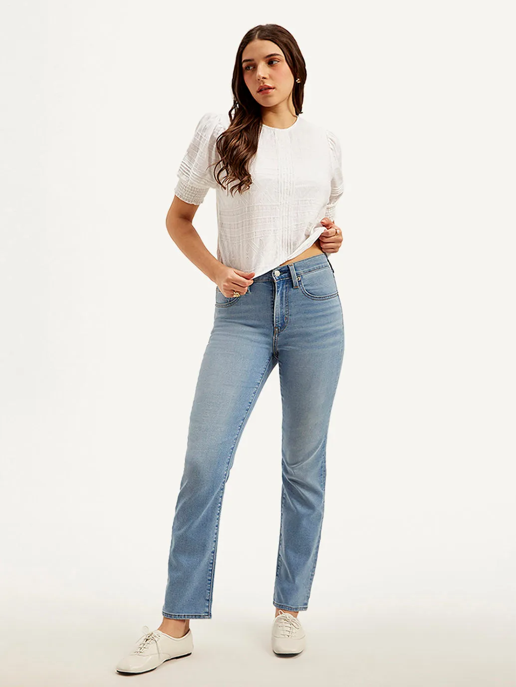 Multi Pocket Design Women's 724 Blue Straight Fit High Rise Jeans