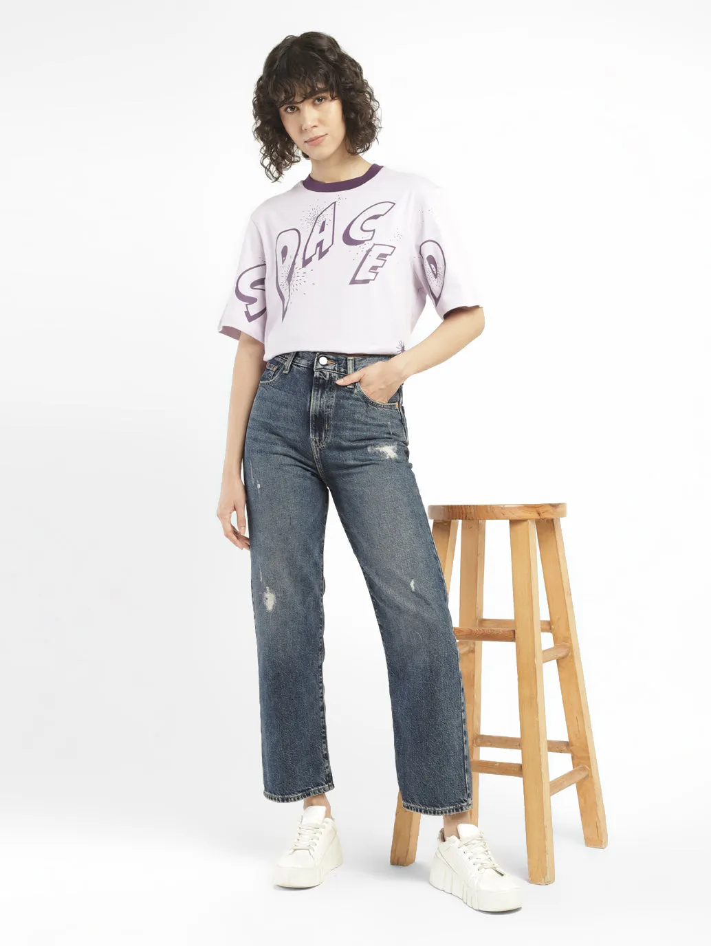 Women's Blue Ribcage Straight Ankle Fit Mid Rise Jeans Affordable Outdoor Adventure Artist Vibe