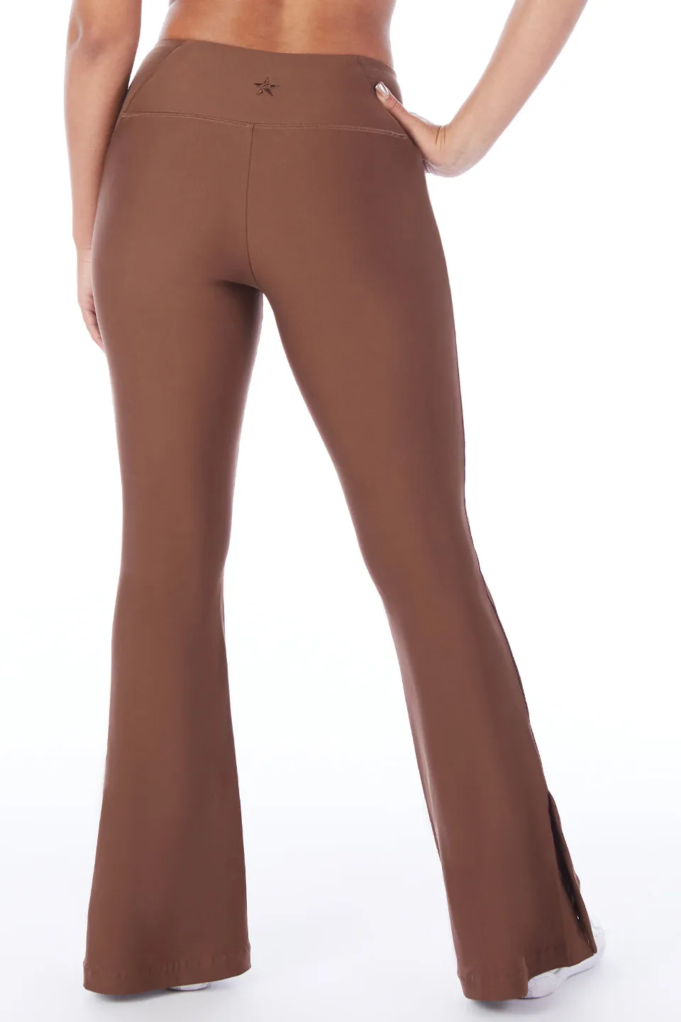 Classic Fit Sport Friendly Power Flare Leggings in Dark Mocha