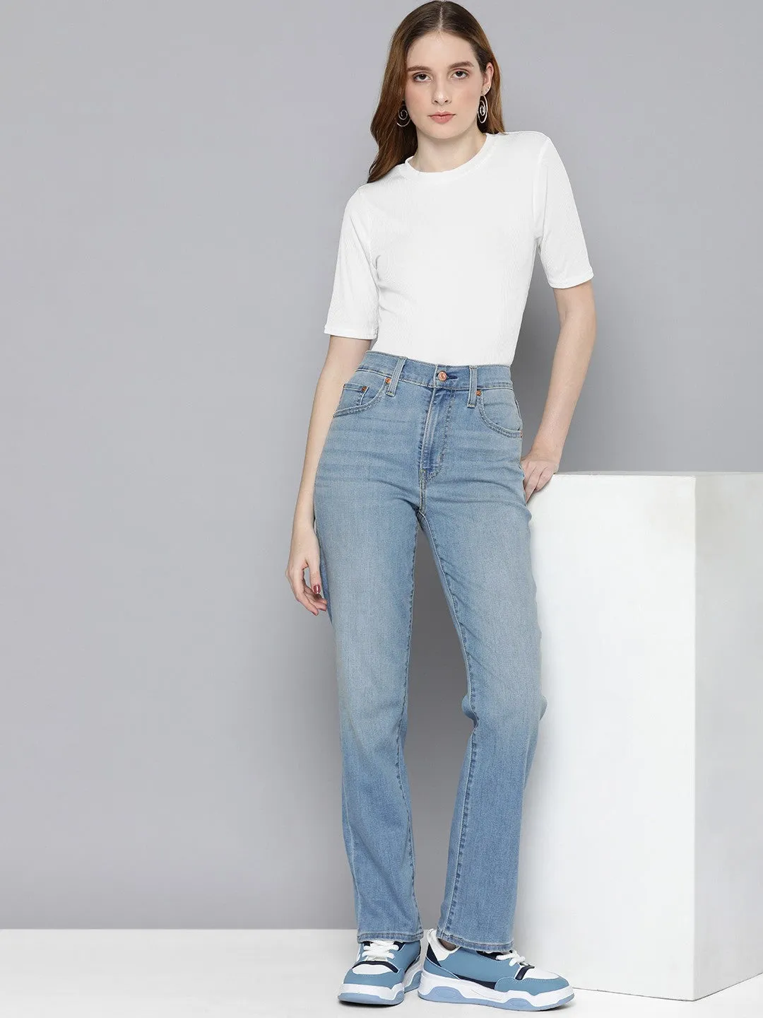 Abrasion Resistant Fabric Women's 724 Blue Straight Fit High Rise Jeans