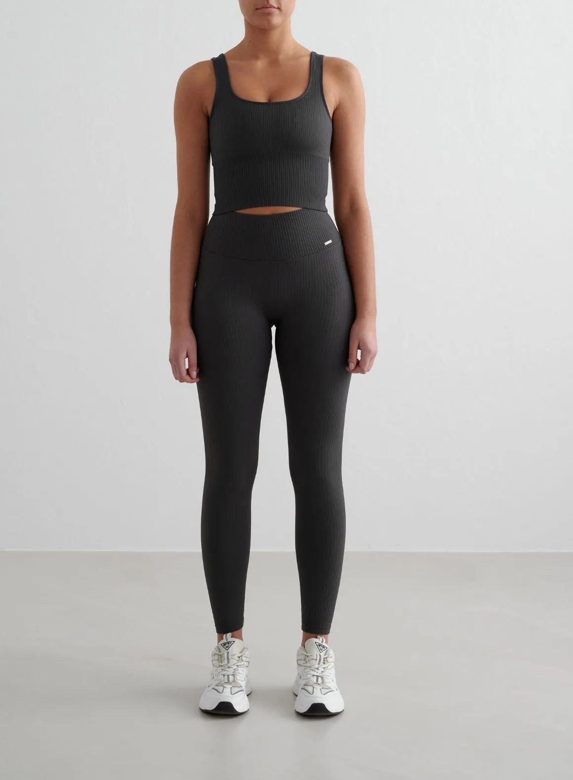 Shadow Grey Ribbed Seamless Tights Ultra Shape Reinforced Knees