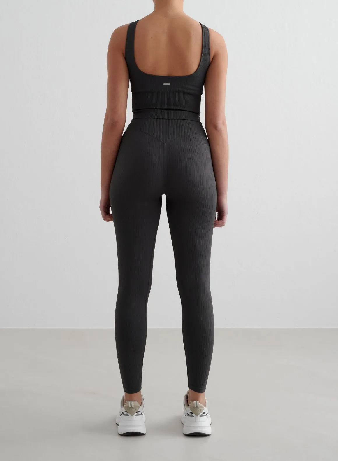 Shadow Grey Ribbed Seamless Tights Skin Friendly Casual Wearer