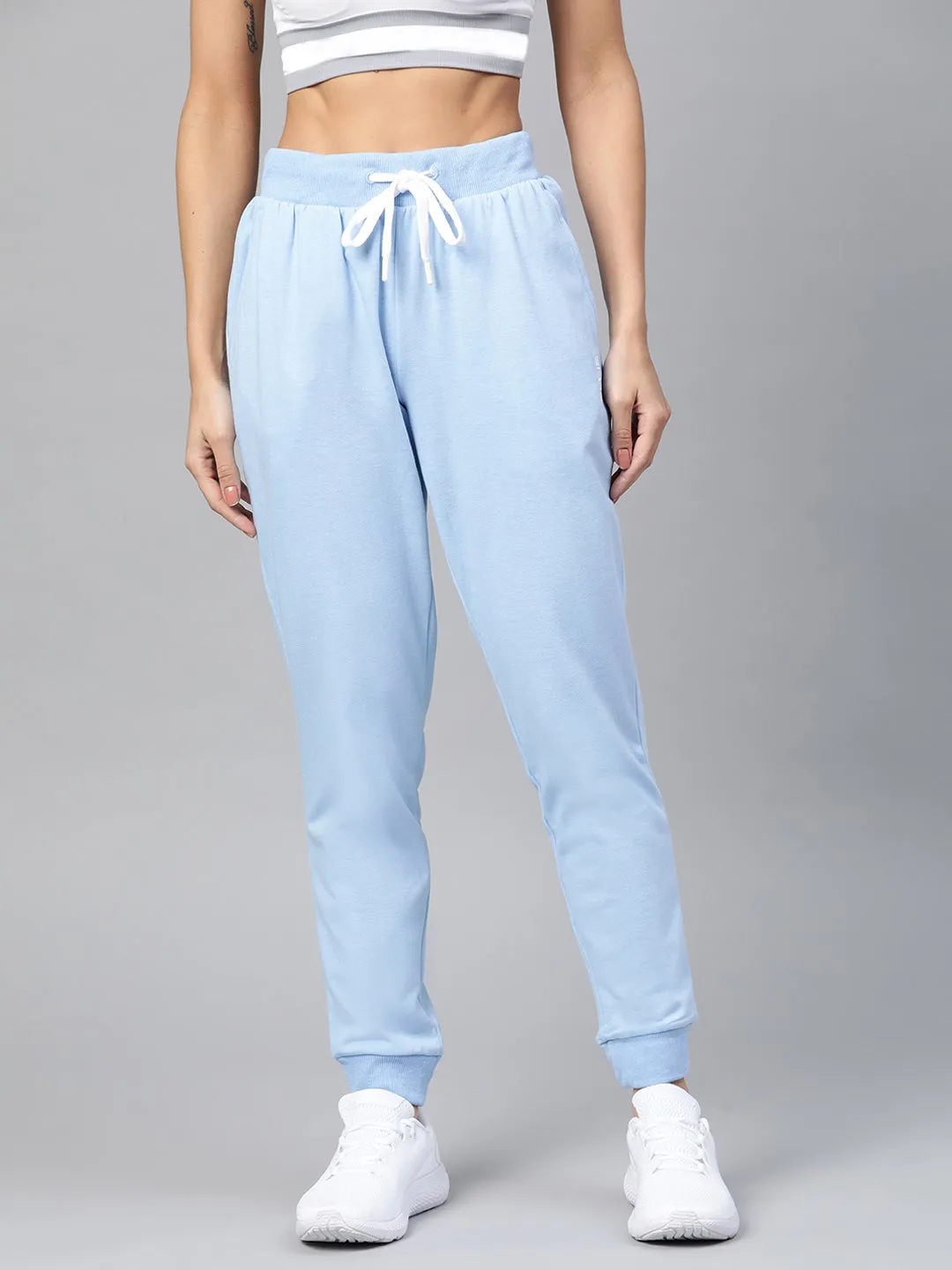 Padded hips Alcis Women Solid Blue Track Pant