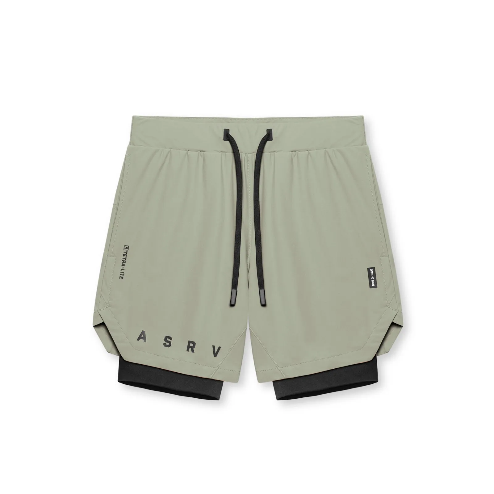 0866. Tetra-Lite? 7" Liner Short - Sage "ASRV"/Black Warehouse Work picnic wear