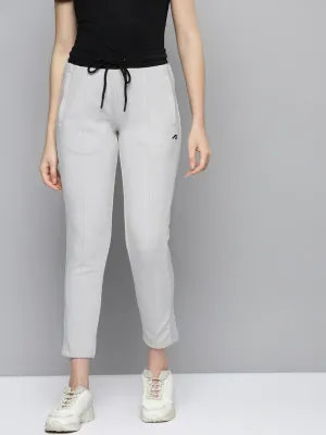 Alcis Women Grey Solid Slim Fit Cropped Track Pants With Side Stripes Minimal Vibe Stylish Comfort