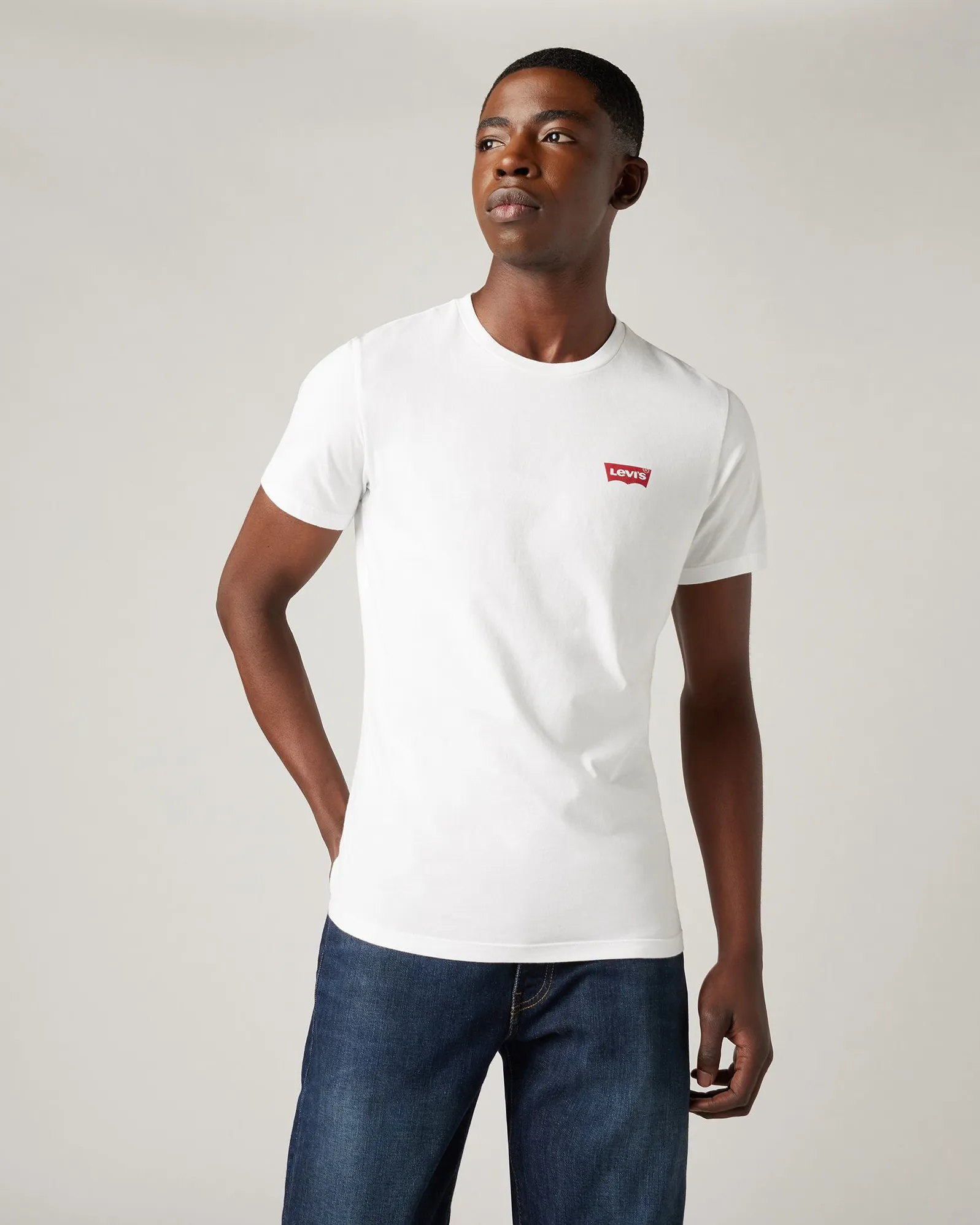 Levi's? 2-Pack Housemark Logo Crew Neck Tees - White / Mid Tone Grey Heather Elegant Travel Outfit Minimalist Style Minimalist Trendy Everyday