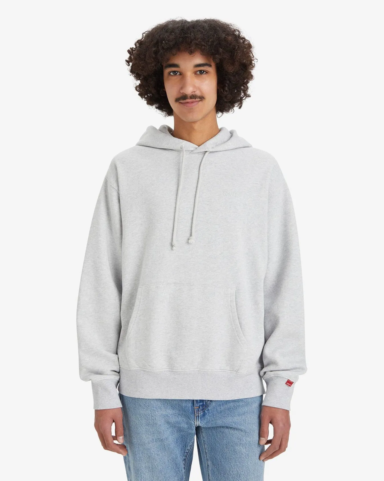 Levi's? Authentic Hoodie - Light Grey Heather Layered Knee Panels Bold Look Professional Wear