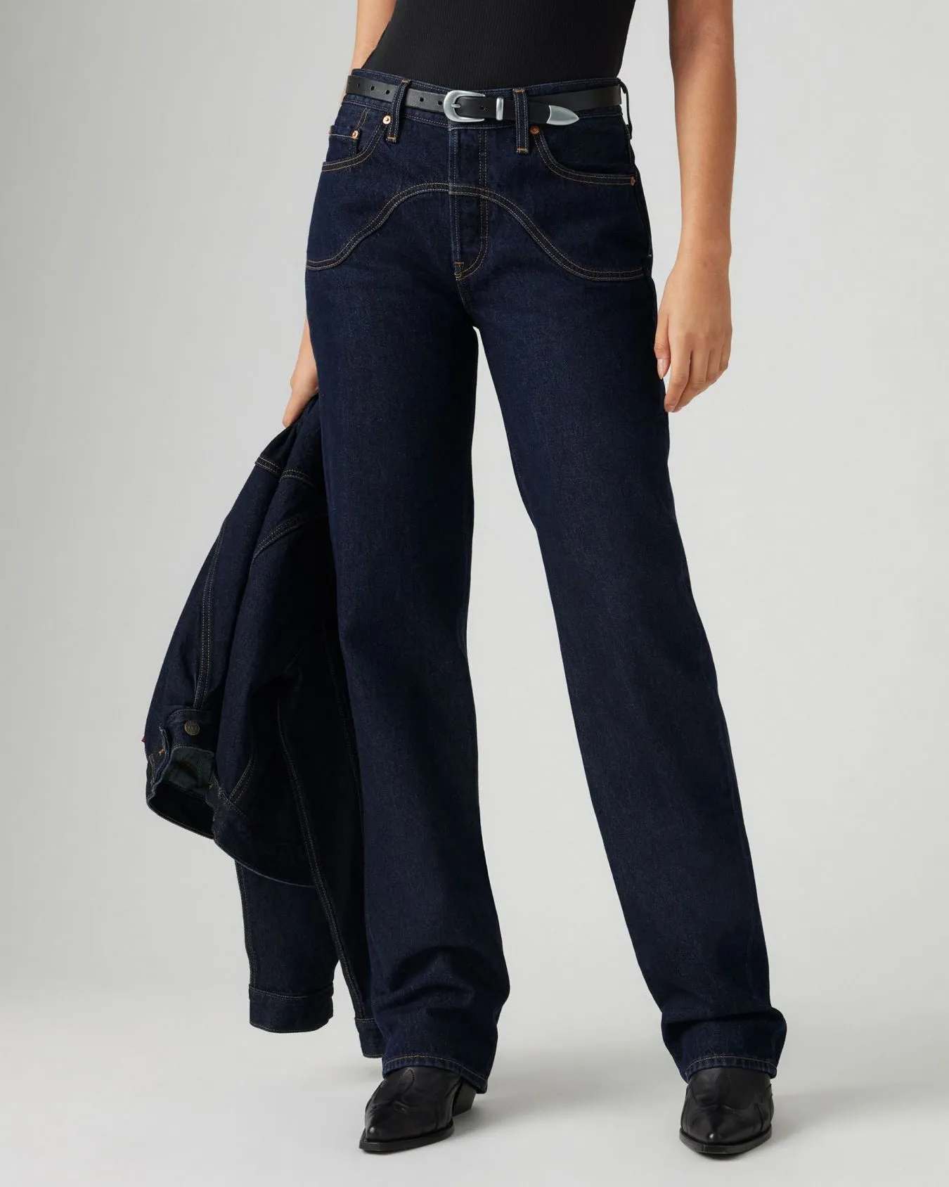 UltraSoft Lining Levi's? Womens 501 90's Western Relaxed Straight Fit Jeans - Deep Breath