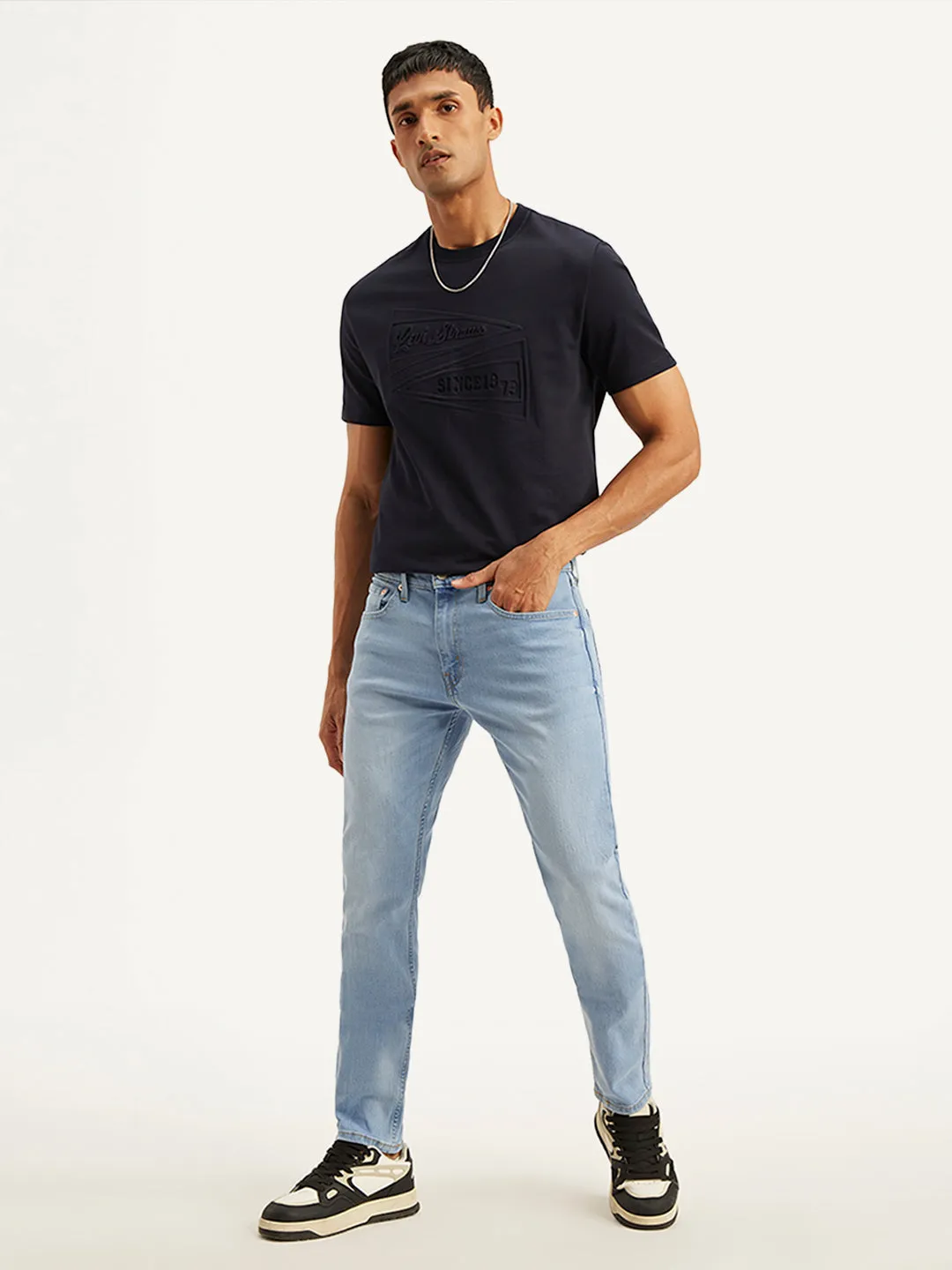 Balanced Wardrobe Men's 512 Light Blue Slim Tapered Fit Mid Rise Jeans