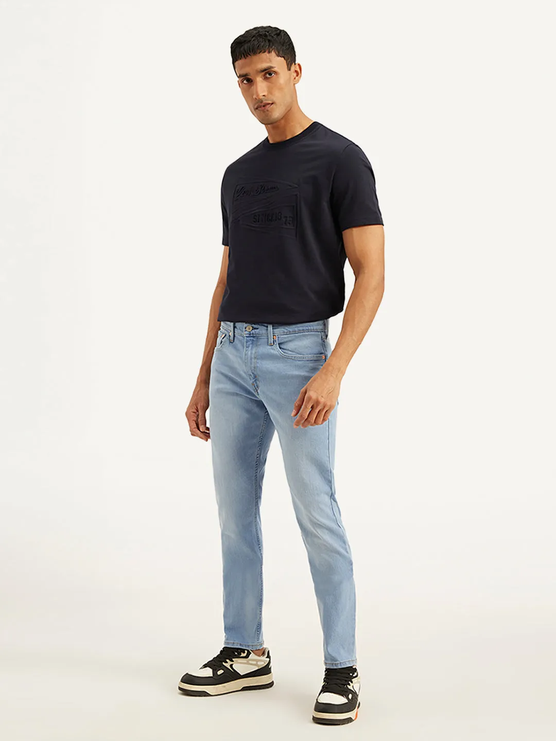 Men's 512 Light Blue Slim Tapered Fit Mid Rise Jeans Stylish Daily Wear Parent Style