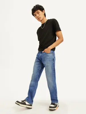 Men's 555 Blue Loose Fit Mid Rise Jeans Urban Fit
