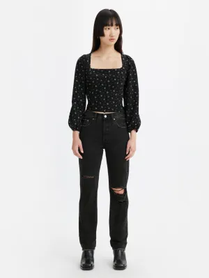 All-Purpose Use Morning Ready Women's 501 Black Straight Fit Mid Rise Jeans