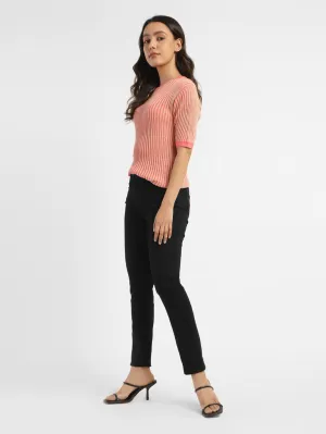 Picnic Style Textured Women's 711 Black Skinny Fit Mid Rise Jeans