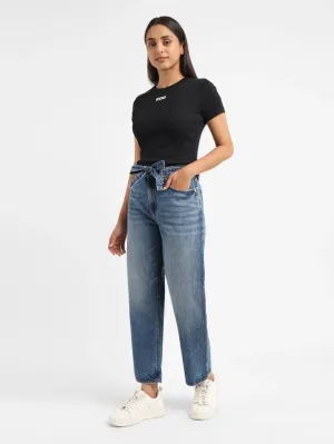 Women's 94 Blue Baggy Wide Leg Fit High Rise Jeans Relaxed Look Balanced Look