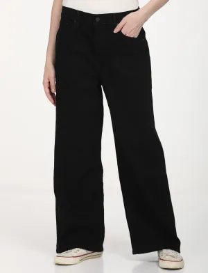 Women's Black Mile High Wide Leg Fit High Rise Jeans Date Night Sunny Vibes Casual Morning Stroll