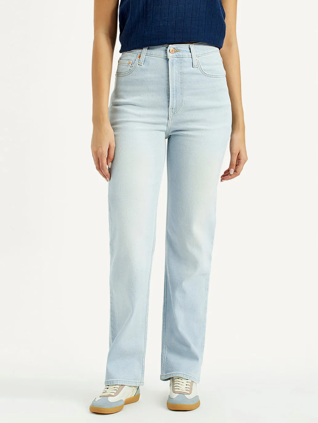 Casual Friday Picnic Style Nature Lover Women's Light Blue Ribcage Straight Fit High Rise Jeans