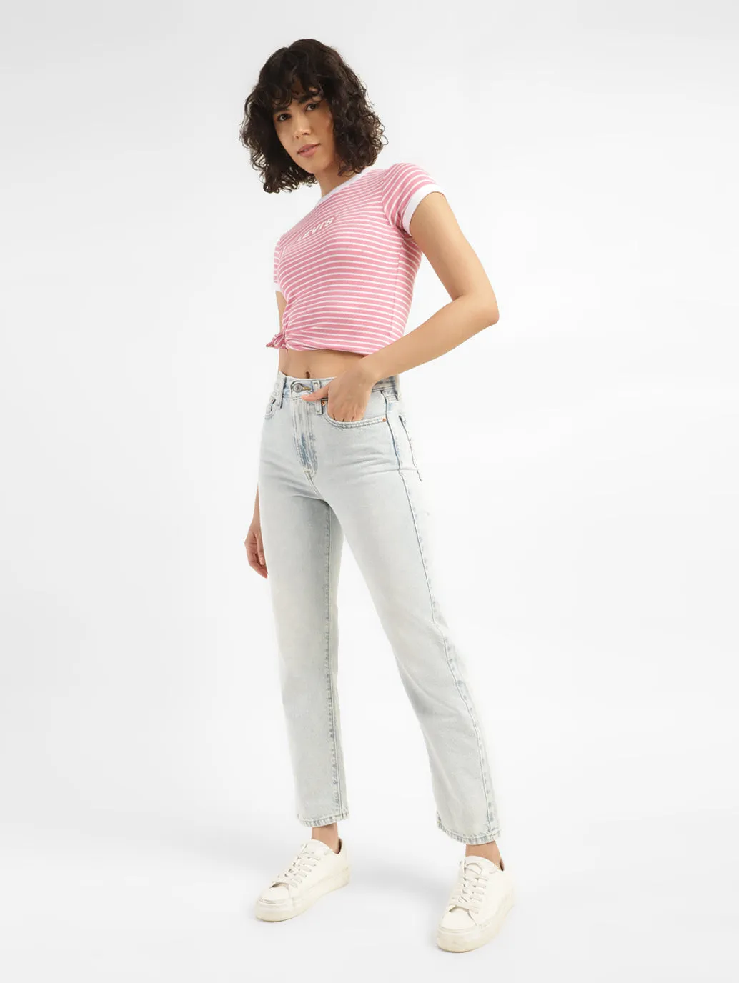 Women's Light Blue Wedgie Straight Fit Mid Rise Jeans Weekend Getaway Luxury Beach Day Day Wear