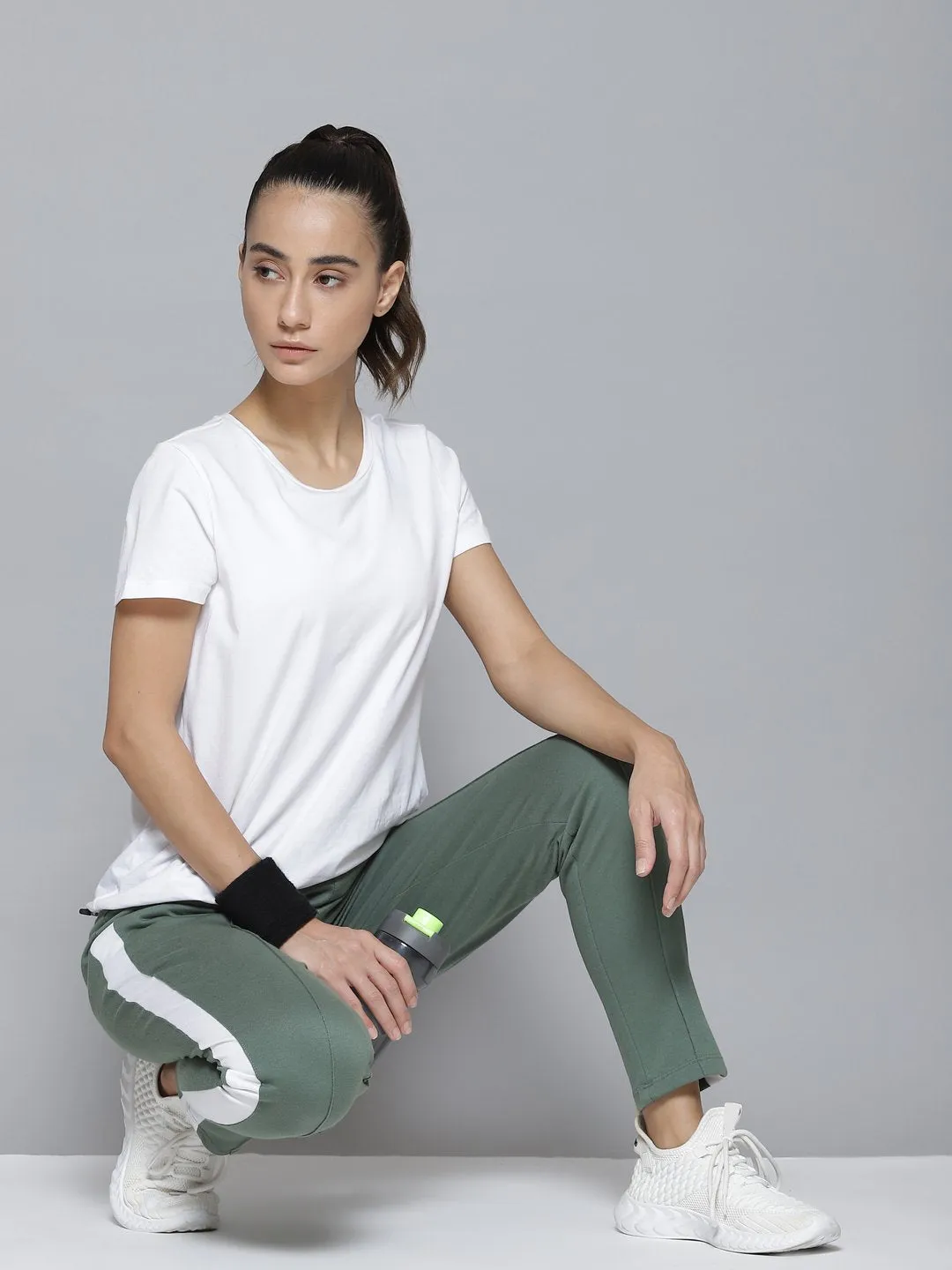 Dynamic Fit Alcis Women Green & White Striped Track Pants