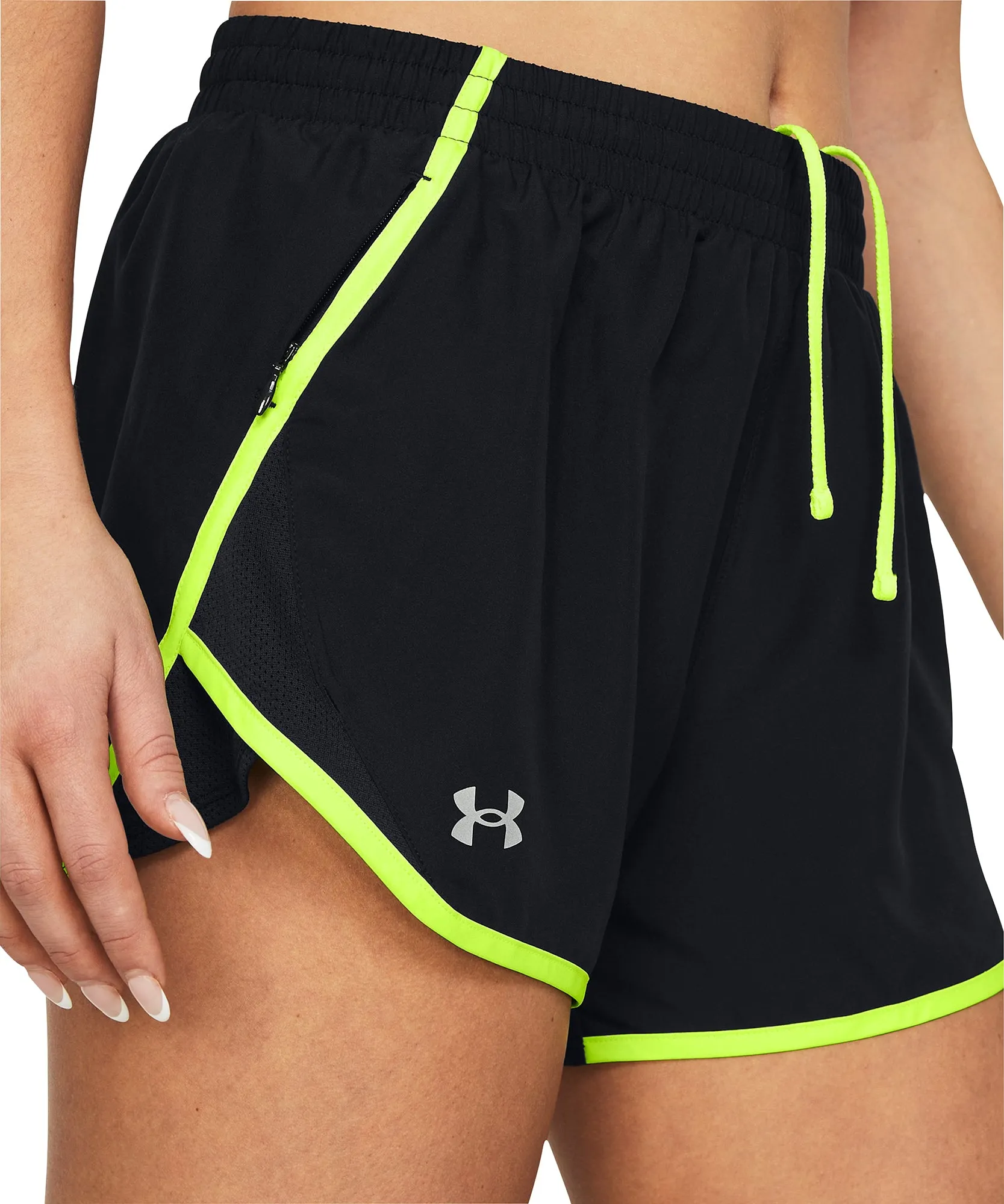 Easy Care Material Flex Foam Insert Under Armour Fly By 3 Inch Womens Running Shorts - Black