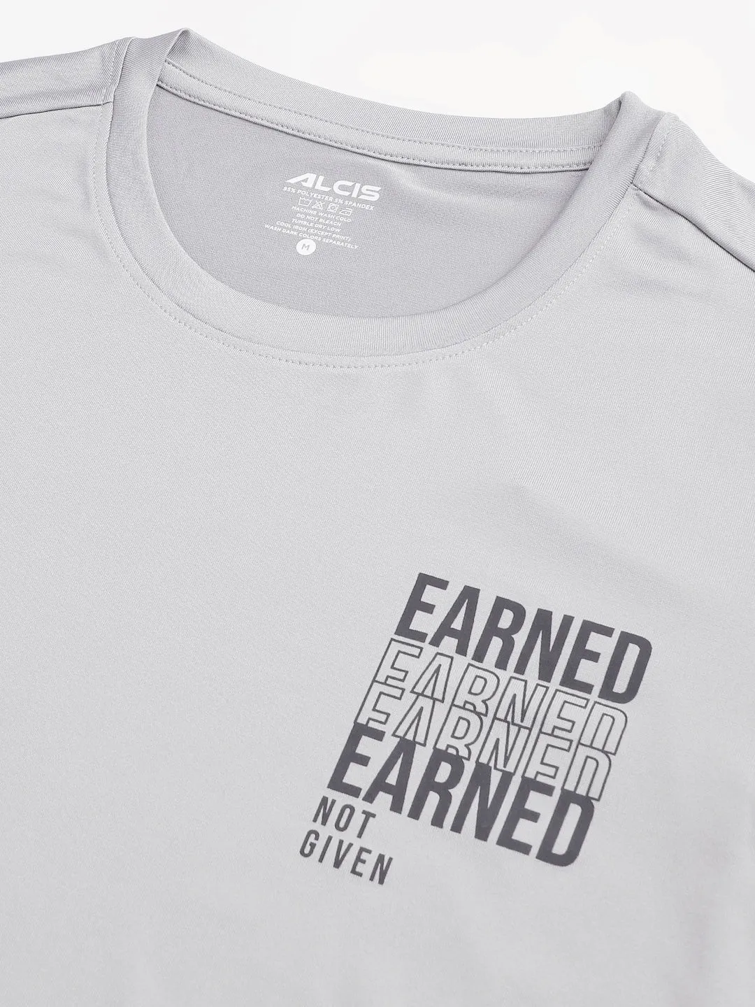 SplitHemDesign Global Cool Alcis Men's Printed Grey Anti-Static Drytech  Slim-Fit Training Tee