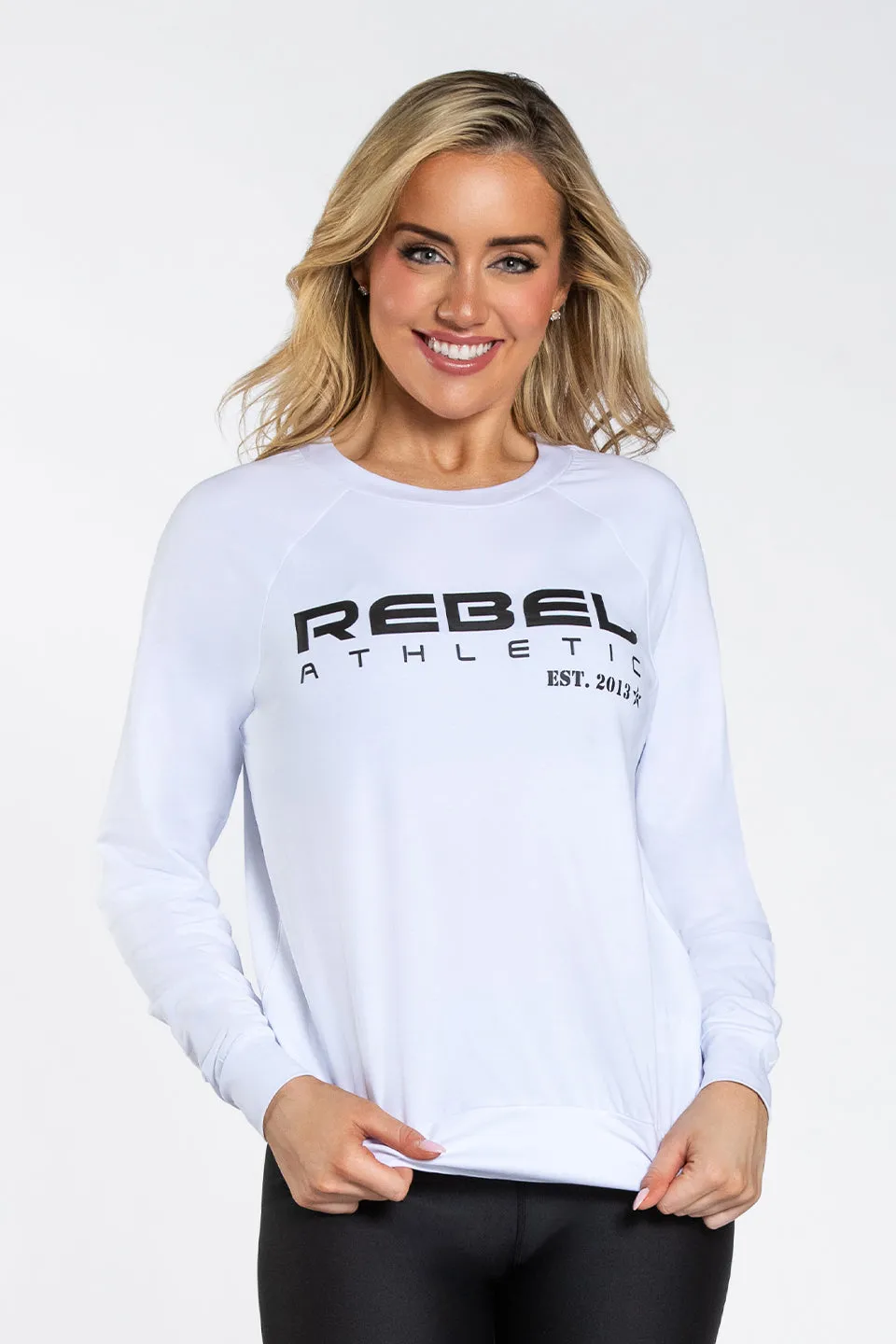 Rebel Athletic Long Sleeve in White Rush Mode Tight Net