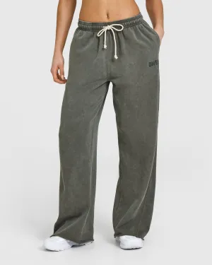 TearResistantDesign Raw Lounge Wide Leg Joggers | Washed Dark Khaki Non Iron Technology