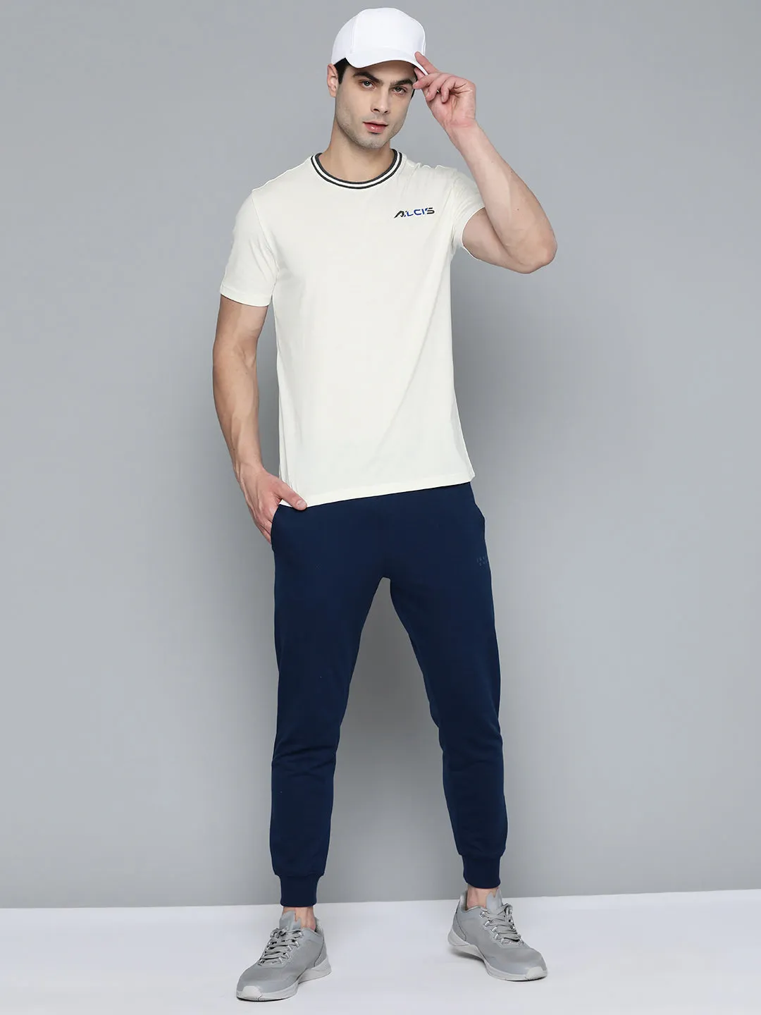 Alcis Men White Brand Logo T-shirt Airtight Zipper
